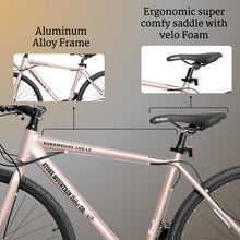 Load image into Gallery viewer, Paramount 100 Hybrid Bike - 21 Speed Adult Bicycle for Men & Women, Lightweight Aluminum Frame, Dual Disc Brakes, 700C All-Terrain Tires, Trigger Shifters, Beige.