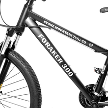 Load image into Gallery viewer, Foraker 300 Hybrid Mountain Bike for Men Women –21 Speed Adult Bicycle, Lightweight Aluminum Frame, Front Suspension, Mechanical Disc Brakes, Trigger Shifters, All-Terrain MTB, Black