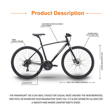 Load image into Gallery viewer, Paramount 100 Hybrid Bike - 21 Speed Adult Bicycle for Men & Women, Lightweight Aluminum Frame, Dual Disc Brakes, 700C All-Terrain Tires, Trigger Shifters, Black.