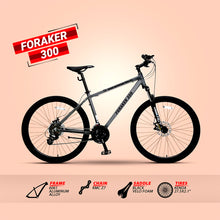 Load image into Gallery viewer, Foraker 300 Hybrid Mountain Bike for Men Women -21 Speed Adult Bicycle, Lightweight Aluminum Frame, Front Suspension, Mechanical Disc Brakes, Trigger Shifters, All-Terrain MTB, Charcoal