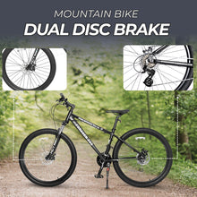 Load image into Gallery viewer, Foraker 300 Hybrid Mountain Bike for Men Women –21 Speed Adult Bicycle, Lightweight Aluminum Frame, Front Suspension, Mechanical Disc Brakes, Trigger Shifters, All-Terrain MTB, Black
