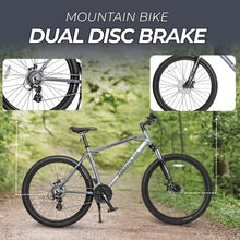 Load image into Gallery viewer, Foraker 300 Hybrid Mountain Bike for Men Women -21 Speed Adult Bicycle, Lightweight Aluminum Frame, Front Suspension, Mechanical Disc Brakes, Trigger Shifters, All-Terrain MTB, Charcoal
